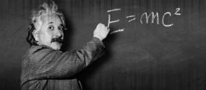 Einstein at a chalkboard.