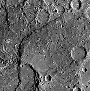 Image of a scarp crossing craters.