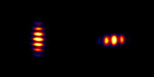 Interference fringes from a double-slit interferometer.