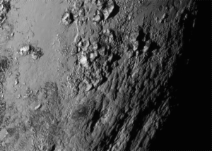 Mountains on Pluto, as captured by New Horizons.