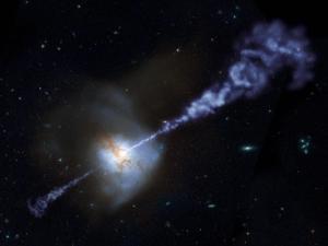 A galaxy with a black hole jet.