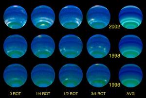Hubble images showing the seasons of Neptune.