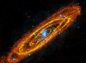 The Andromeda galaxy in infrared and x-rays.