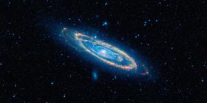 The Andromeda galaxy as seen in infrared.