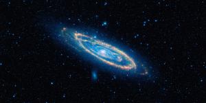 The Andromeda galaxy as seen in infrared.