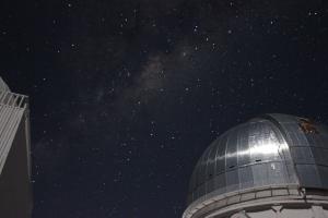 The Blanco telescope at night.