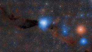 A view of the Lupus 3 dark nebula and nearby protostars.