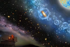 Artist’s conceptions of the most-distant supermassive black hole ever discovered.