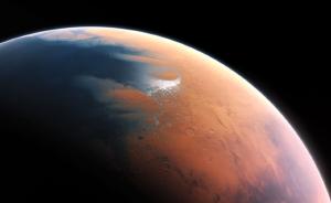 An illustration of a young, wet Mars.