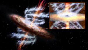 Outflow of material around a black hole.