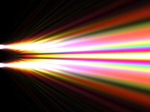 A false-color simulation of X-rays in a double slit experiment.