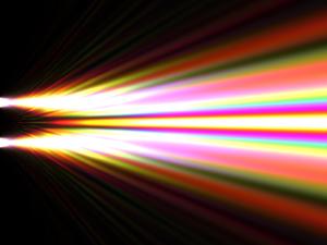 A false-color simulation of X-rays in a double slit experiment.
