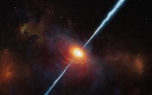 Artist view of a powerful young quasar.