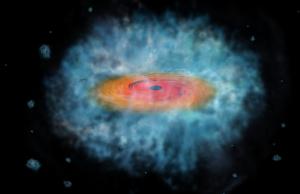 This artist’s impression shows a possible seed for the formation of a supermassive black hole.