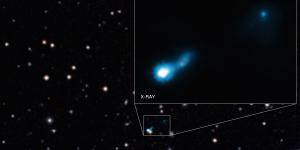 Astronomers using NASA's Chandra X-ray Observatory discovered a jet from a very distant black hole being illuminated by the leftover glow from the Big Bang.