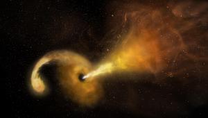 Artist's concept depicts a tidal disruption event, which occurs when a star passes fatally close to a supermassive black hole.