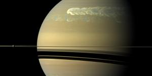 A giant storm rages on Saturn.