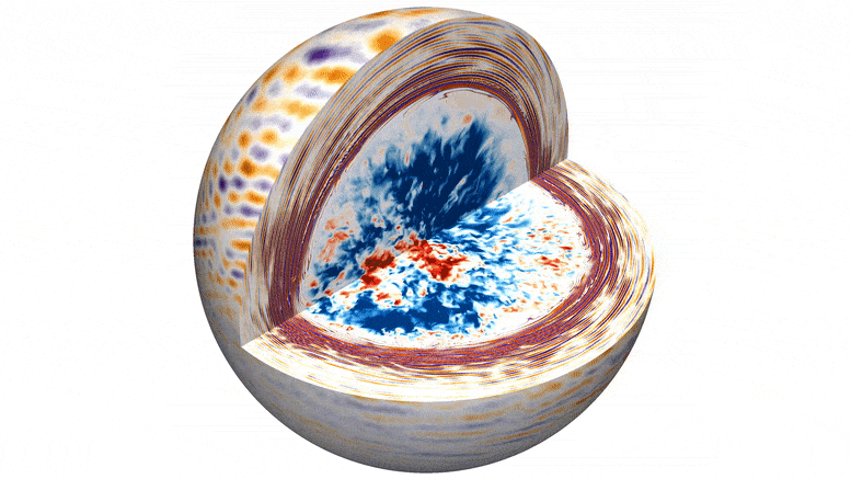 A simulation of convection within a star.