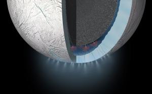 Illustration of the interior of Saturn's moon Enceladus.