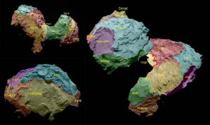 The regions of comet 67P Churyumov-Gerasimenko.