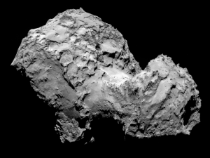 Close-up view of the comet 67P/Churuymov-Gerasimenko.