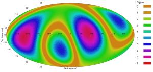 Bias in galaxy spin directions on a cosmic scale.