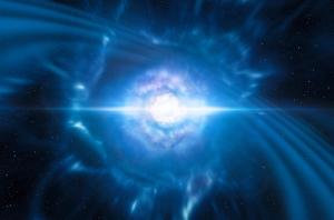 Artist view of colliding neutron stars.