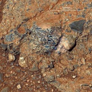 Martian rock seen by the Curiosity rover.