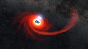 Illustration of a black hole stripping a star.