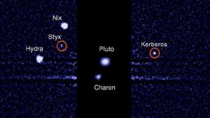 Hubble image of Pluto's moons.