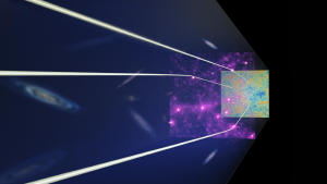 Visualization of how dark matter lenses distant light.