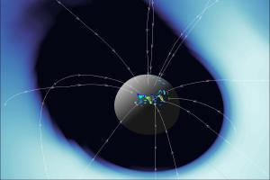 Simulation of aurora on an exoplanet.