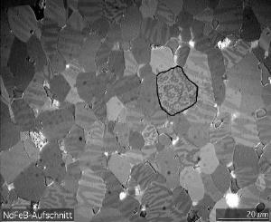 Image of a magnetic material showing domain regions.