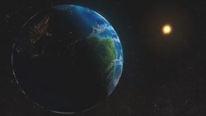 Artist view of the Earth and Moon.