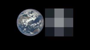 A detailed image of Earth vs how it would appear as a distant exoplanet.