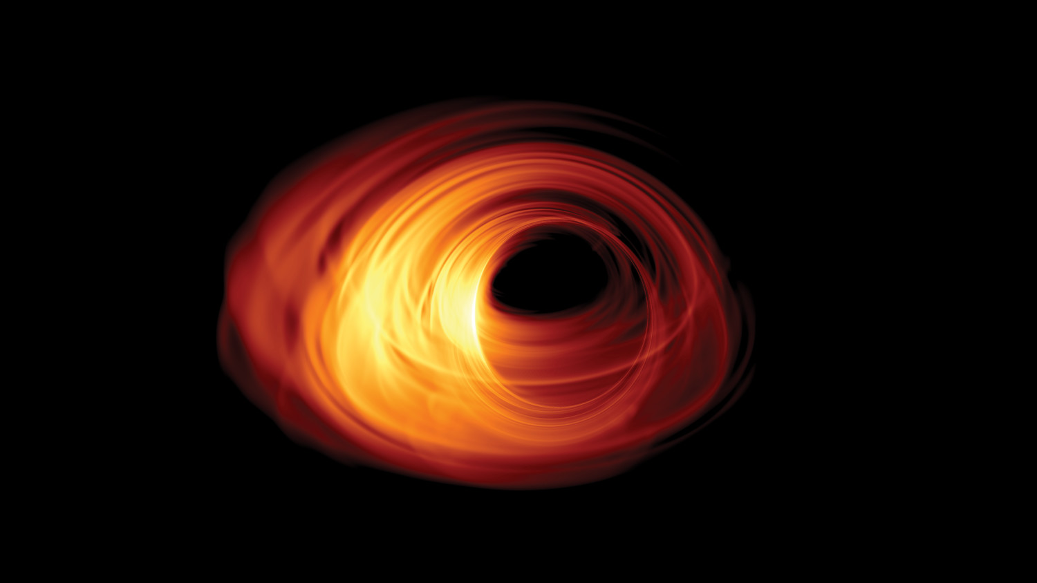 Simulated image of an accreting black hole.
