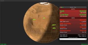 The Mars24 software displays a Mars sunclock, a graphical representation of the planet Mars showing its current standard Mars time.