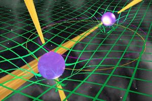 Illustration of a binary pulsar system.