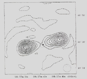 A 1965 radio map of our galaxy, showing the double lobed structure.