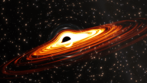 Simulation of a black hole and its accretion disk.