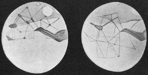 Lowell's sketches of the martian canals.