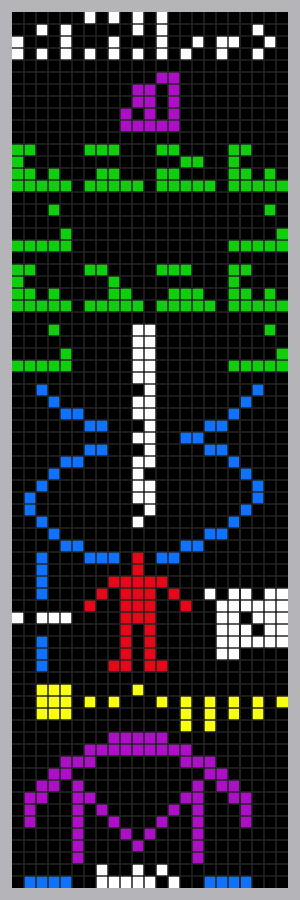 A color-coded version of the Arecibo message.