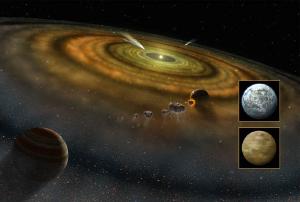 An artist's impression of planet formation.
