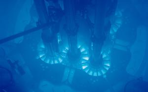 The blue glow of Cherenkov radiation.