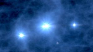 Artist's view of several Population III stars.