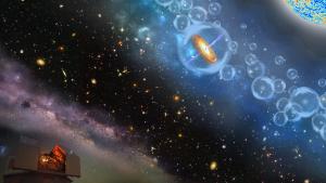 Illustration showing different objects that can be used to measure cosmic expansion.