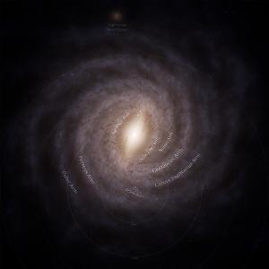 A map of the Milky Way based on Gaia data, showing its delicate spiral arms.
