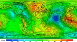 A map of Earth's surface gravity.