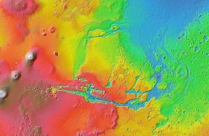 A topographic map of Valles Marineris.