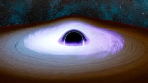  Illustration of material swirling around a black hole highlights the corona, that shines brightly in X-ray light.